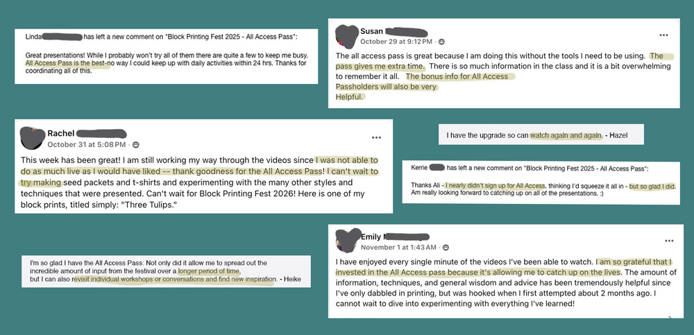 Comments from participants who upgraded to the All Access Pass