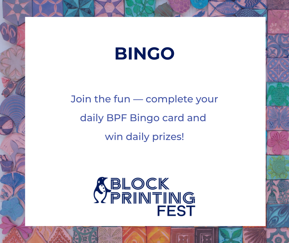 Block Printing Fest BINGO card