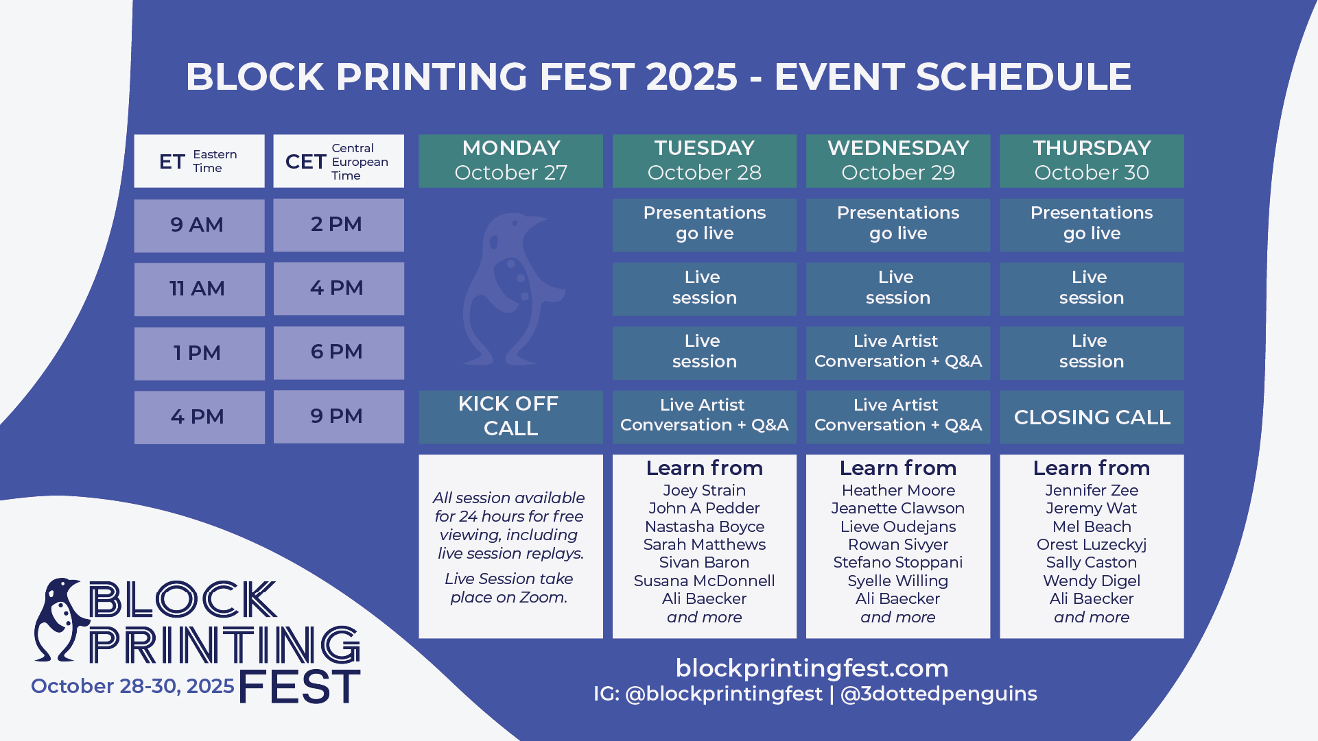 Block Printing Fest 2025 event schedule timetable